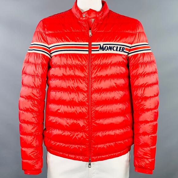 MONCLER Size XXXL Renald Red White Blue Quilted Nylon Jacket - Picture 1 of 16
